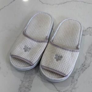 Soho House Women's White Waffle Cushion Fabric Slides Slippers Size Medium